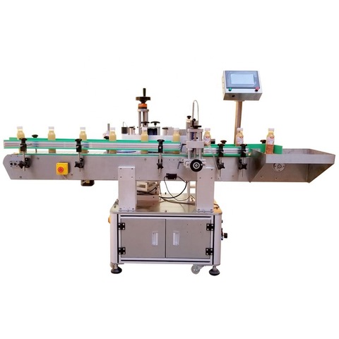 Touch screen control double sides round bottle paste labeling machine