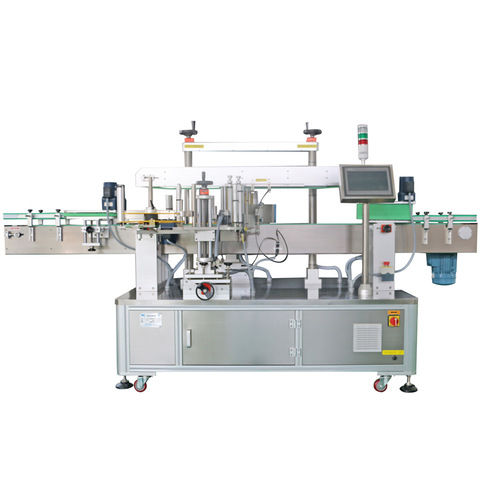 two / double three side adhesive sticker labeling / labeler machine / equipment / line / plant / system / unit