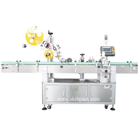 Automatic Top and Bottom sticker Labeling machine for cosmetic Air cushion cream powder China applicator