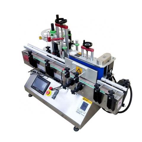 Glass bottle front and back labeling machine with date print