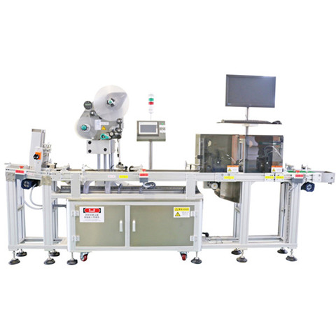 HIG automatic top side flat surface Labeling Machines manufacturer from China with one or two labels, lid labeling equipment